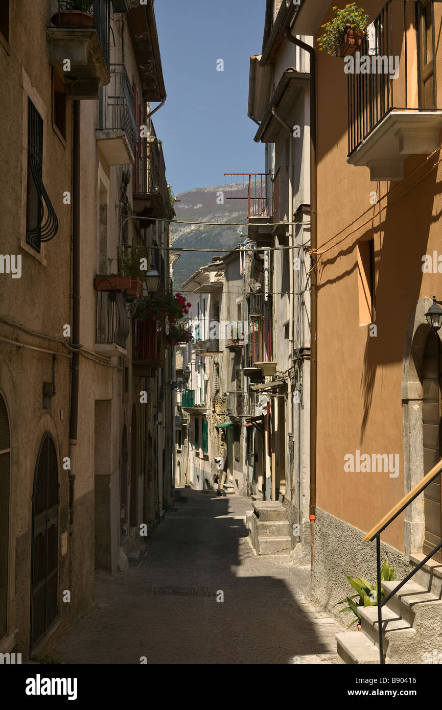 Street scene of the old town in Pratola Peligna, L`Aquila, Abruzzo